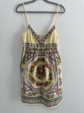 Flying Tomato Yellow Floral-Print Spaghetti Strap Dress 100% Cotton